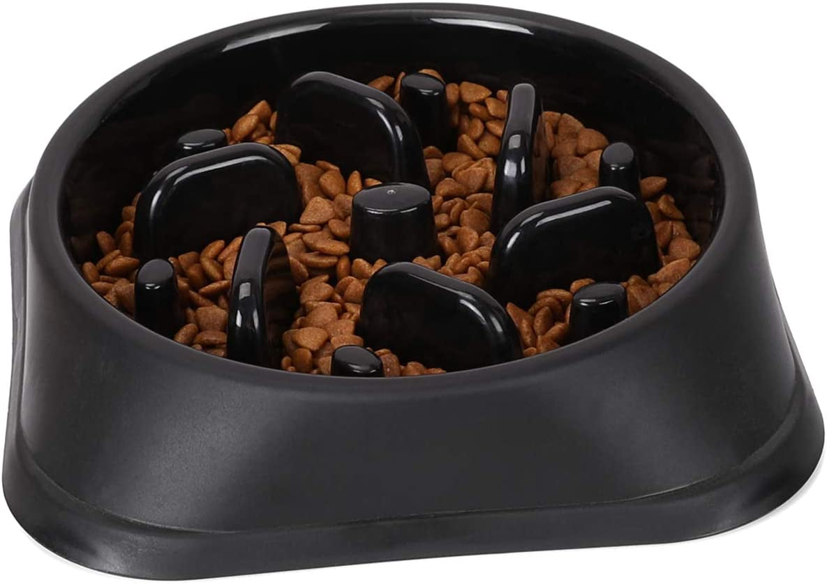 Dog Feeder Slow Eating Pet Bowl Eco-Friendly Non-Toxic Preventing Choking Healthy Design Bowl for Dog Pet(S-M,Black)