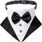 Formal Dog Tuxedo Wedding Dog Bandana Collar Dog Collar with Bow Tie Adjustable Dog Bowtie Collar Bandana for Medium Large Dog Pet (Large, Black&White)