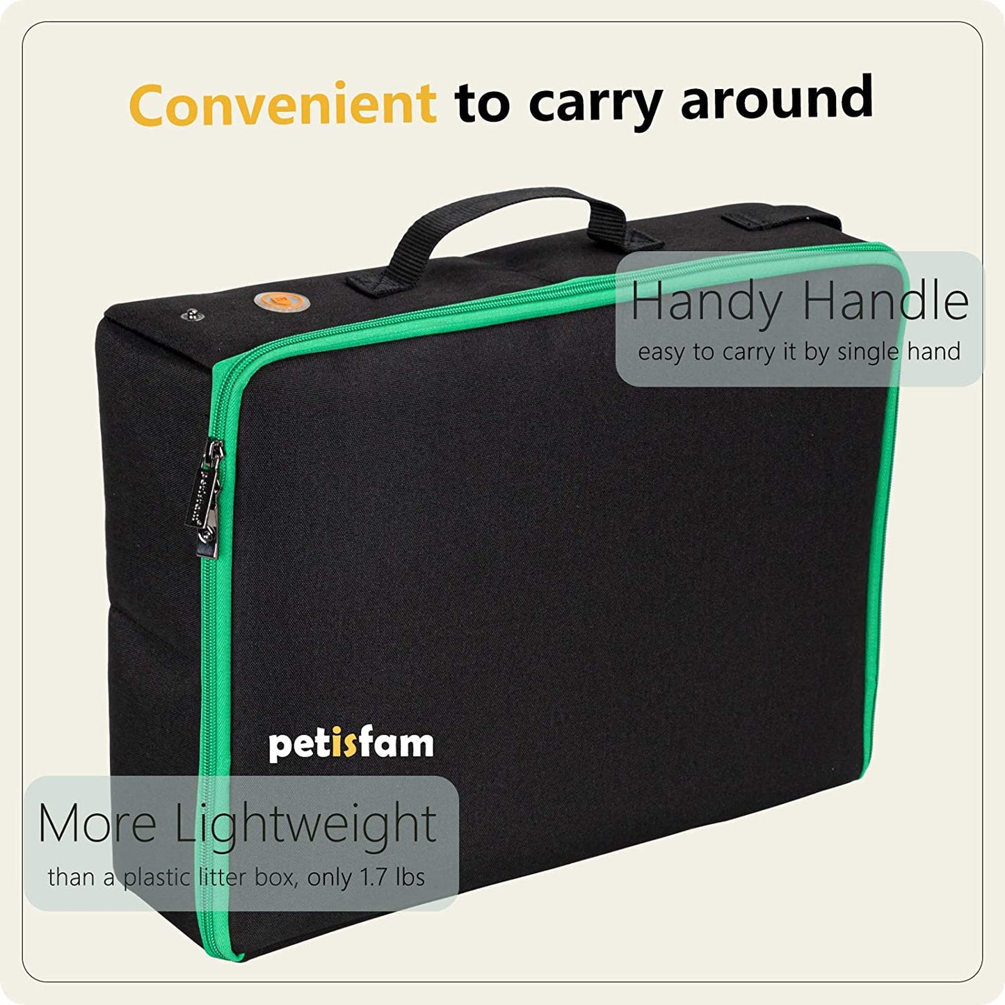 Portable Cat Travel Litter Box. No Leakage and Smell. One-Handed Carrying for Cats in Hotel, Car, Airplane