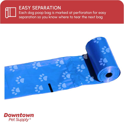 Poop Bags for Dogs with Dispenser, 180 Count - Leak-Proof Dog Waste Bags and Bone-Shaped Dog Poop Bags Holder for Leash - Rainbow with Paw Prints, 12.5" X 8.5"