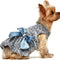 Embroidery Dog Dresses Pet Clothes Puppy Prom Dress Cat Birthday Party Gown Blue Medium