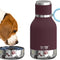 Dog Bowl Attached to Stainless Steel Insulated Travel Bottle for Human 33 Ounce (Burgundy)