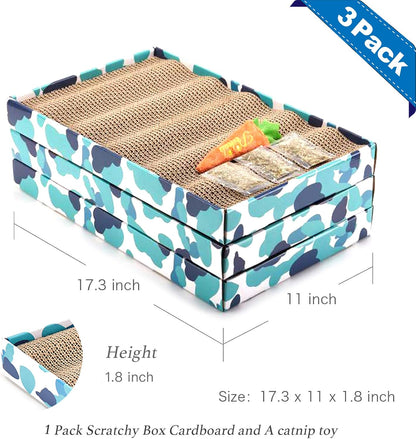 Cat Scratcher Cardboard Reversible Scratching Board Kitty Corrugated Scratching Pad Bed Catnip Included XXL 3PCS