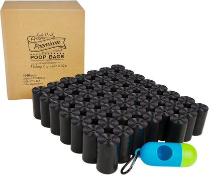 1040 Dog Poop Bags with Dispenser and Leash Clip, Guaranteed Leak-Proof, Extra Thick and Strong Poop Bags for Dogs, Pet Waste Bags Made with EPI Technology