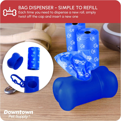 Poop Bags for Dogs with Dispenser, 180 Count - Leak-Proof Dog Waste Bags and Bone-Shaped Dog Poop Bags Holder for Leash - Rainbow with Paw Prints, 12.5" X 8.5"