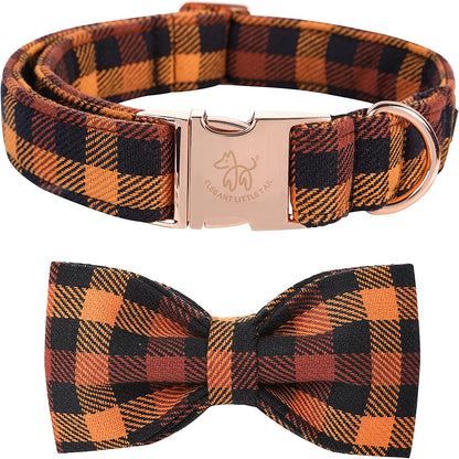 Dog Collar with Bow, Bowtie Dog Collar, Adjustable Fall Dog Collars for Small Medium Large Dogs and Cats