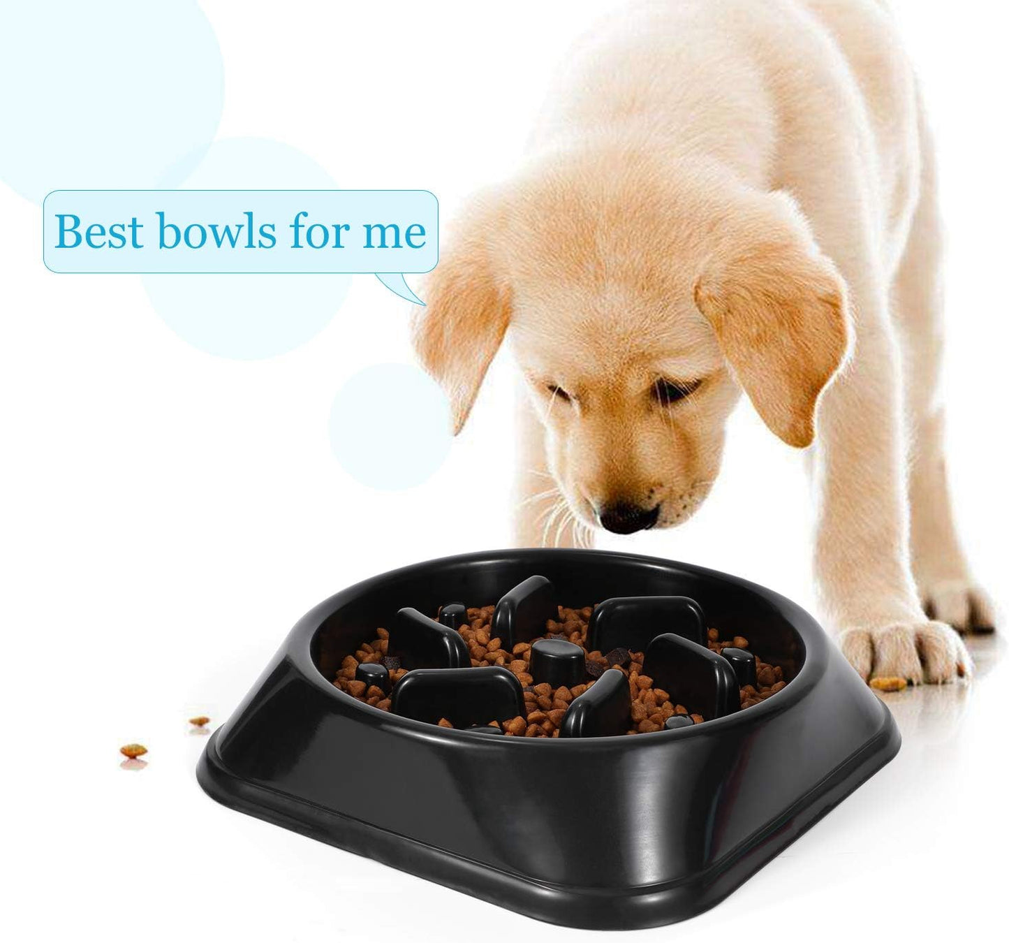 Dog Feeder Slow Eating Pet Bowl Eco-Friendly Non-Toxic Preventing Choking Healthy Design Bowl for Dog Pet(S-M,Black)