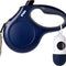 Retractable Dog Leash with Dispenser and Poop Bags, 16 Ft Pet Walking Leash for Large Dog up to 110 Lbs, Anti-Slip Handle, Tangle-Free, Reflective Nylon Tape (L, Navy Blue)